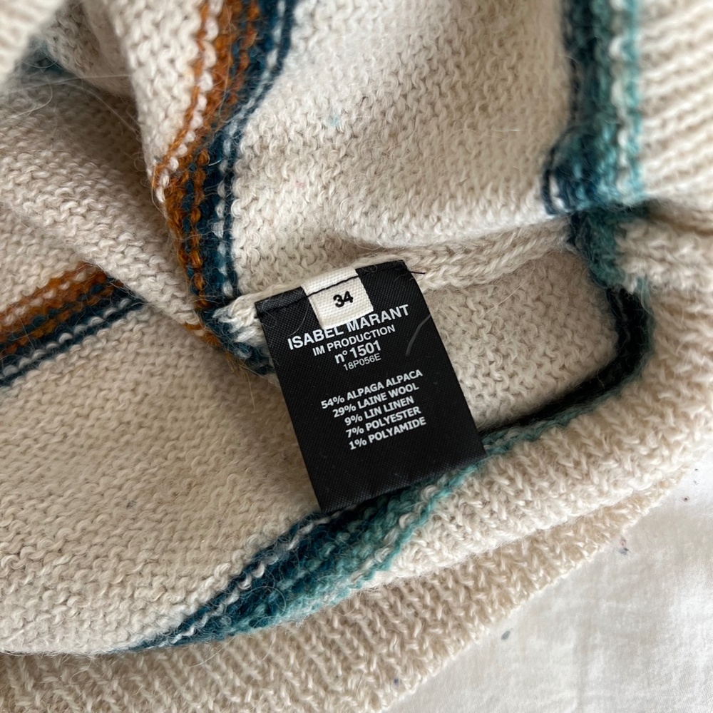 Isabel Marant Cream Striped Crewneck Sweater - Picture 3 of 3